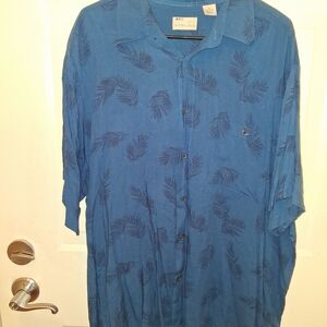 Nautica Men's Blue Leaf Print Casual Shirt